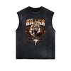 Distressed Sleeveless Tiger Pattern Tee