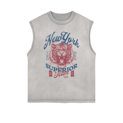 Frayed Edge Tiger Graphic Tank Top