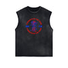 Distressed Sleeveless Tiger Pattern Tee