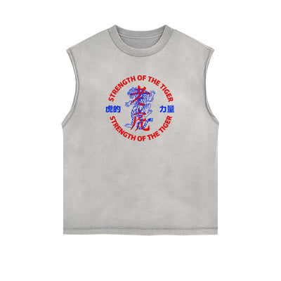 Frayed Edge Tiger Graphic Tank Top