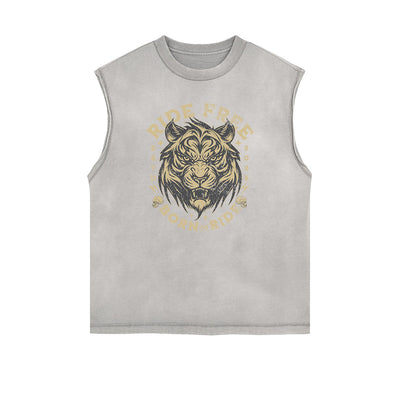 Frayed Edge Tiger Graphic Tank Top