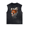 Distressed Sleeveless Tiger Pattern Tee