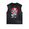 Distressed Sleeveless Tiger Pattern Tee