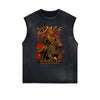 Distressed Sleeveless Tiger Pattern Tee