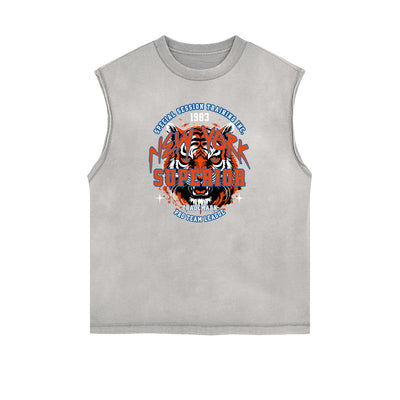 Frayed Edge Tiger Graphic Tank Top