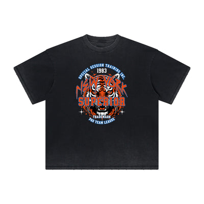 Thick Faded Tiger Graphic T Shirt