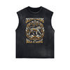Distressed Sleeveless Tiger Pattern Tee