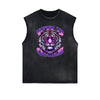 Distressed Sleeveless Tiger Pattern Tee