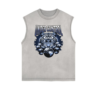 Frayed Edge Tiger Graphic Tank Top