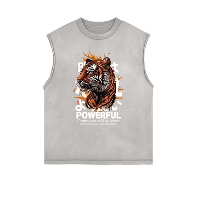 Frayed Edge Tiger Graphic Tank Top