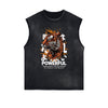 Distressed Sleeveless Tiger Pattern Tee