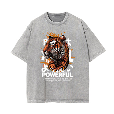 Washed Tiger Graphic Cotton Tee