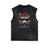 Distressed Sleeveless Tiger Pattern Tee