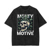 Stone Wash Skull & Money Pattern T Shirt