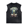 Frayed Edge Skull & Money Graphic Tank Top