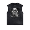 Frayed Edge Skull & Money Graphic Tank Top