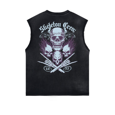 Frayed Edge Skull & Money Graphic Tank Top