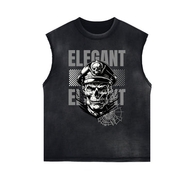 Frayed Edge Skull & Money Graphic Tank Top