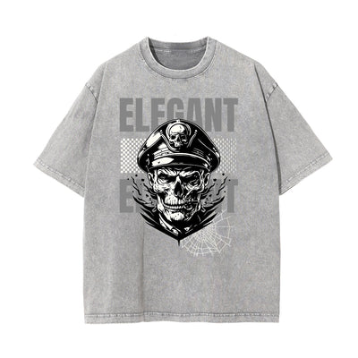 Washed Skull & Money Graphic Cotton Tee