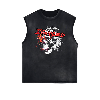 Frayed Edge Skull & Money Graphic Tank Top