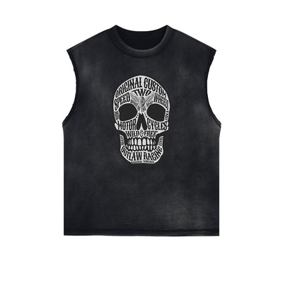 Frayed Edge Skull & Money Graphic Tank Top