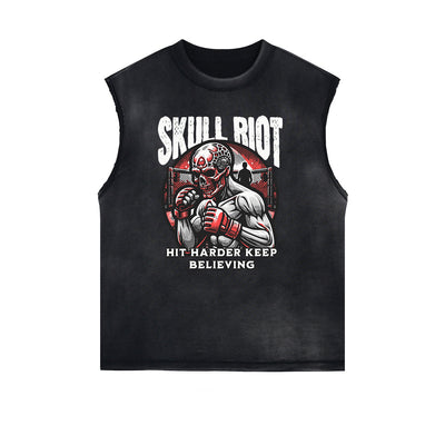 Frayed Edge Skull & Money Graphic Tank Top