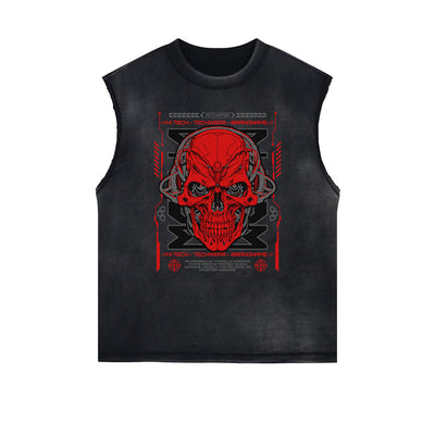 Frayed Edge Skull & Money Graphic Tank Top