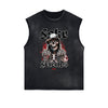 Frayed Edge Skull & Money Graphic Tank Top