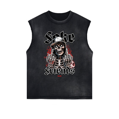 Frayed Edge Skull & Money Graphic Tank Top