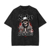 Stone Wash Skull & Money Pattern T Shirt