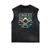 Distressed Sleeveless Holiday Pattern Tee