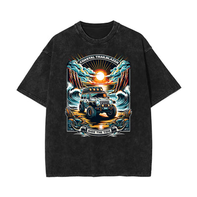 Stone Wash Holiday Pattern T Shirt