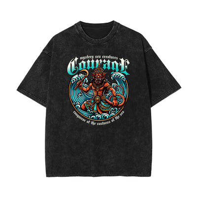 Stone Wash Holiday Pattern T Shirt