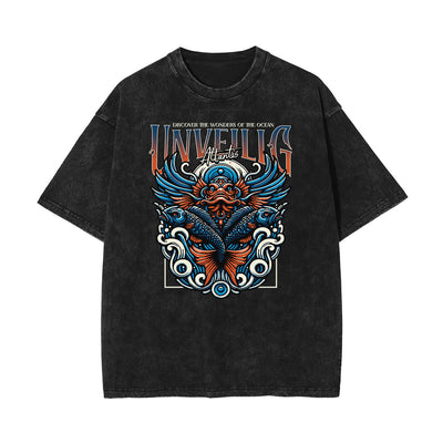 Stone Wash Holiday Pattern T Shirt