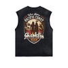 Distressed Sleeveless Holiday Pattern Tee