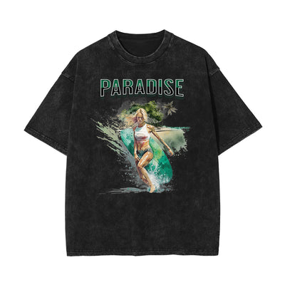 Stone Wash Holiday Pattern T Shirt