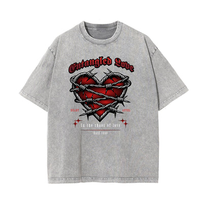 Stone Wash Gothic Pattern T Shirt