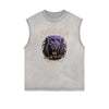 Distressed Sleeveless Gothic Pattern Tee