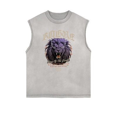 Distressed Sleeveless Gothic Pattern Tee