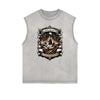 Distressed Sleeveless Gothic Pattern Tee