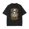 Stone Wash Winged Monster Pattern T Shirt