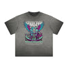Vintage Frayed Winged Monster Pattern Tee