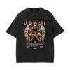 Stone Wash Winged Monster Pattern T Shirt