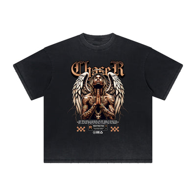 Thick Faded Winged Monster Graphic T Shirt