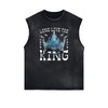 Distressed Sleeveless King Graphic Tee