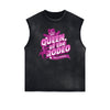 Distressed Sleeveless Queen Pattern Tee