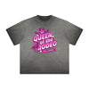 Vintage-Washed Frayed Queen Graphic Tee