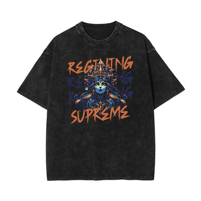 Stone-Washed Queen Graphic T-Shirt