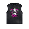 Distressed Sleeveless Queen Pattern Tee