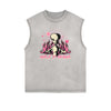 Frayed-Hem Street Art Graffiti Tank Top